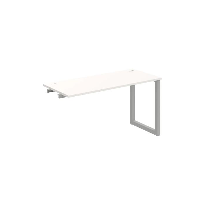 Pracovný stôl UNI O, k pozdĺ. reťazeniu, 140x75,5x60 cm, biela/sivá