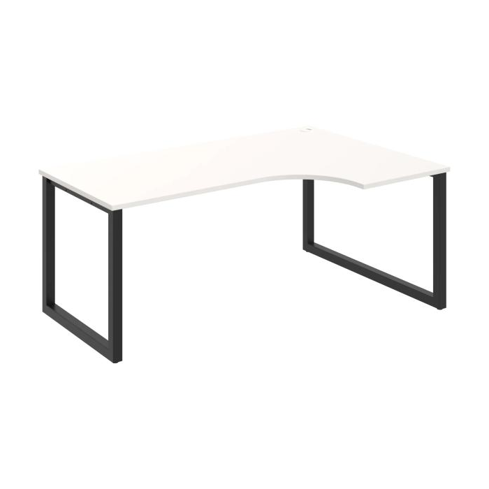 Pracovný stôl UNI O, ergo, ľavý, 180x75,5x120 cm, biela/čierna