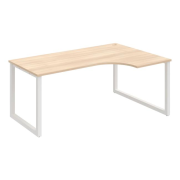 Pracovný stôl UNI O, ergo, ľavý, 180x75,5x120 cm, agát/biela