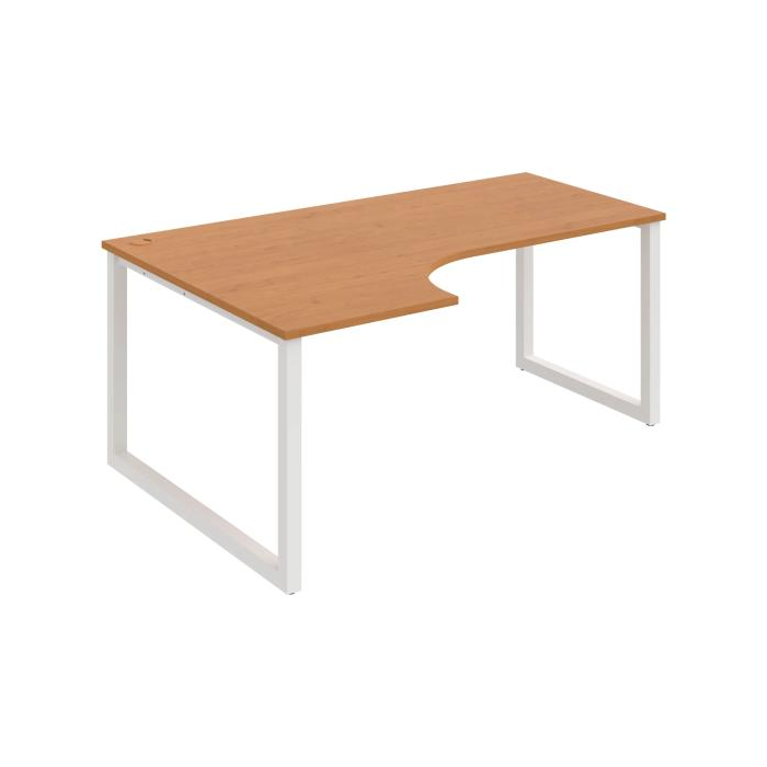 Pracovný stôl UNI O, ergo, pravý, 180x75,5x120 cm, jelša/biela