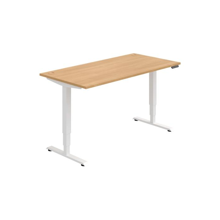 Pracovný stôl RUN, PO, 3S, 160x64,5-130,5x80 cm, dub/biela