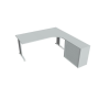 Pracovný stôl Flex, ergo, ľavý, 180x75,5x200,0 (80x40) cm, sivá/kov