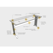 Pracovný stôl Cross, ergo, pravý, 160x75,5x120 cm, orech/kov