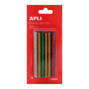 Náhradné tavné tyčinky rôznych trblietavých farieb Ø 7,5mm x 10cm, 12 tyčiniek