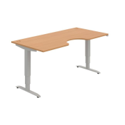 Pracovný stôl Motion Ergo, ZO, 3S, 180x61-128x90 cm, buk/sivá