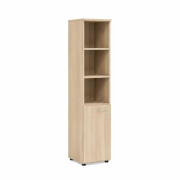 Policová skriňa BASIC, kombinovaná, ľavé dvere so zámkom, 40x40x182,1cm, agát svetlý