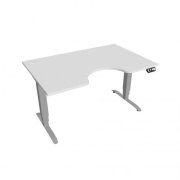 Pracovný stôl Motion Ergo, PO, 3S, 140x61-128x90 cm, biela/sivá